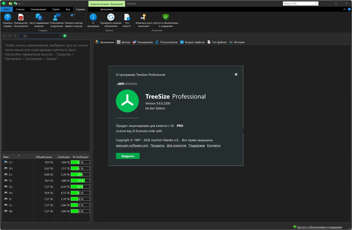 Сканер жестких дисков TreeSize Professional 9.8.0.2300 — изображение 2
