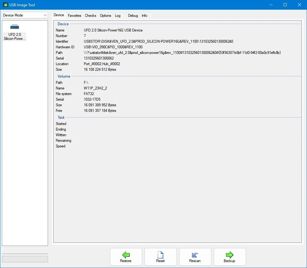Резервное копирование съемных дисков USB Image Tool 1.91 Portable — изображение 2