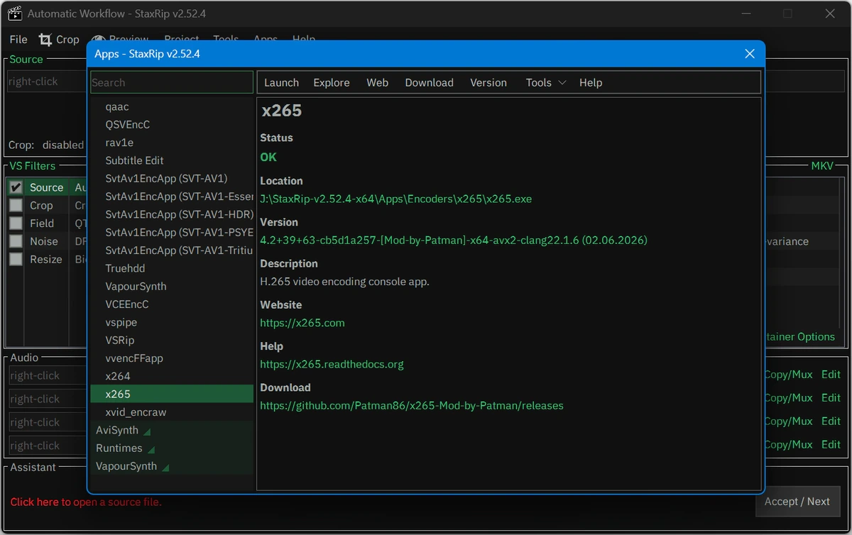 Видеоредактор StaxRip 2.52.4 Portable — изображение 2