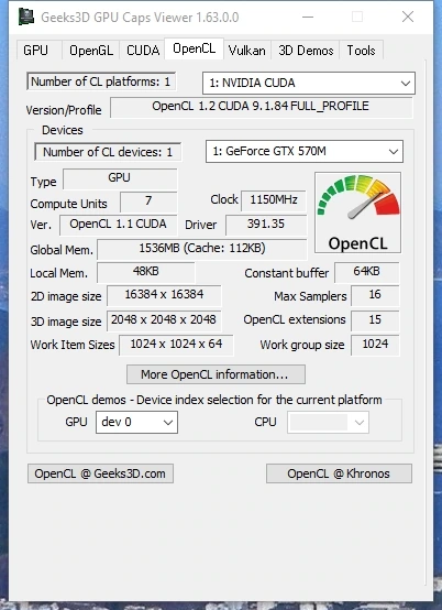 Тестирование и информация о видеокарте - GPU Caps Viewer 1.63.0 Portable — изображение 2