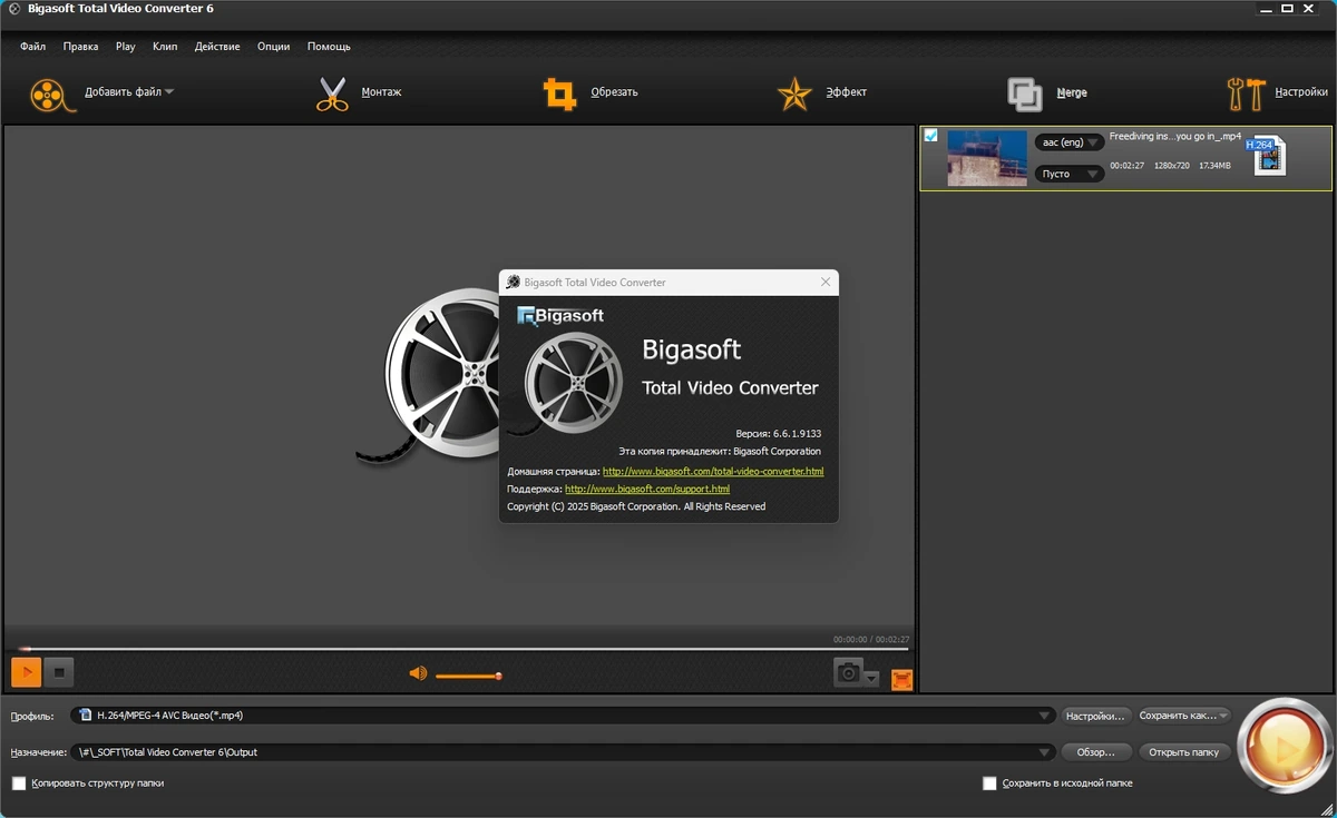 Видеоконвертер Bigasoft Total Video Converter 6.6.1.9133 by elchupacabra — изображение 2