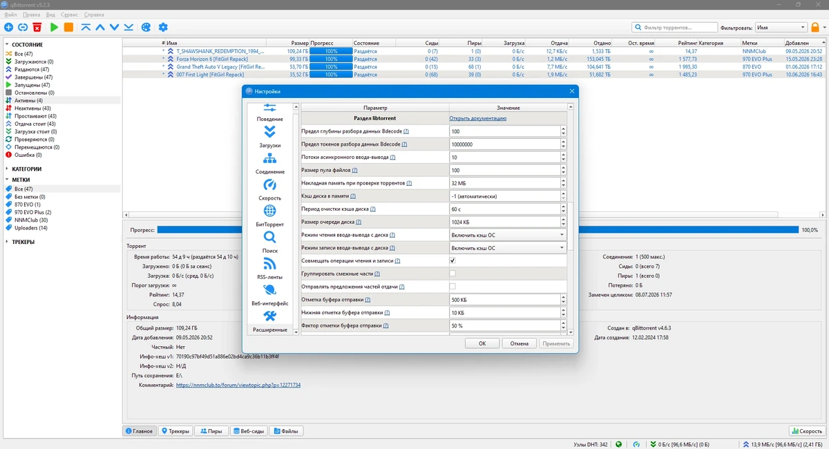 Бесплатный загрузчик торрентов qBittorrent 5.2.3 — изображение 2