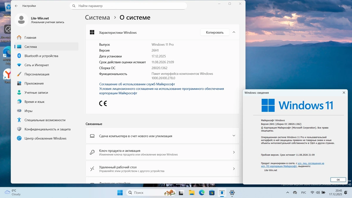 Windows 11 Pro 26H1 Build 28020.1362 Canary — изображение 2