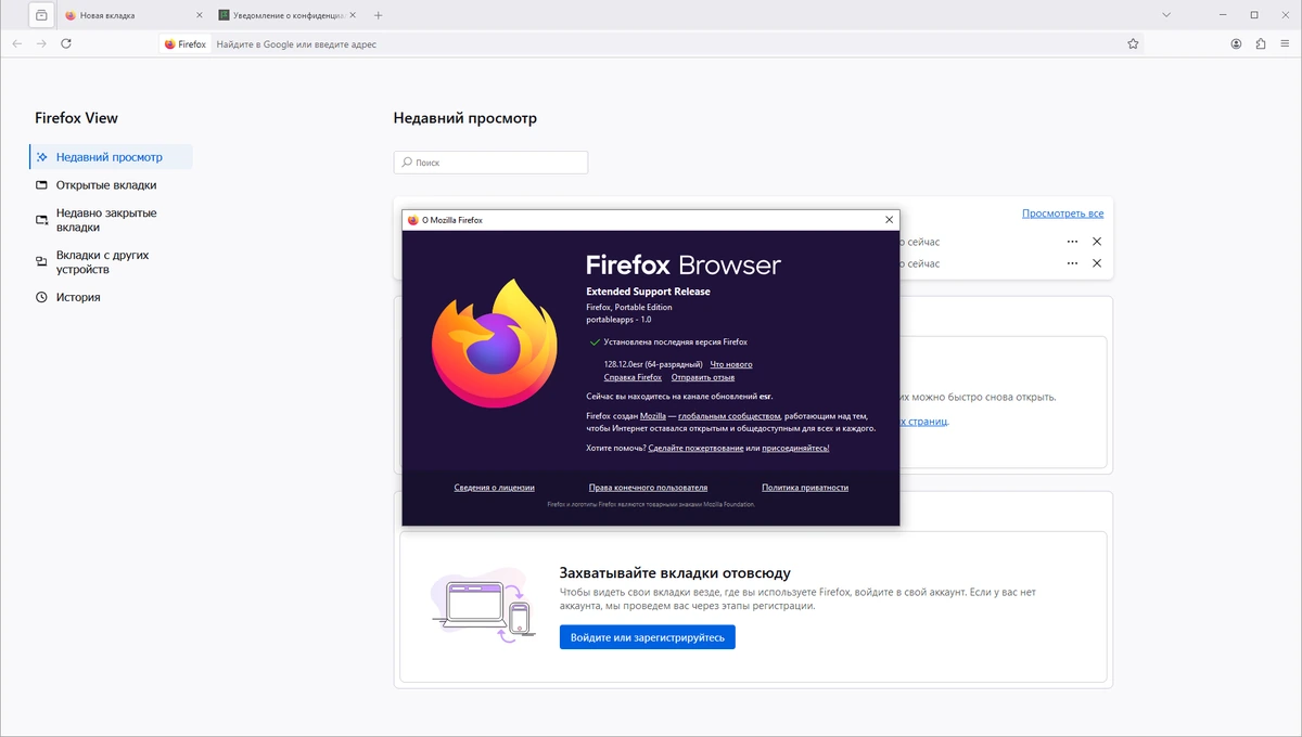Быстрый браузер Firefox Browser ESR 128.12.0 by PortableApps — изображение 2