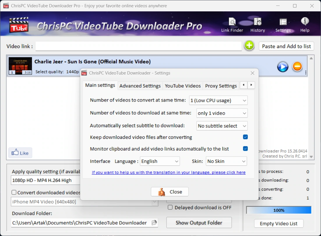 ChrisPC VideoTube Downloader Pro 15.26.0430 — изображение 2