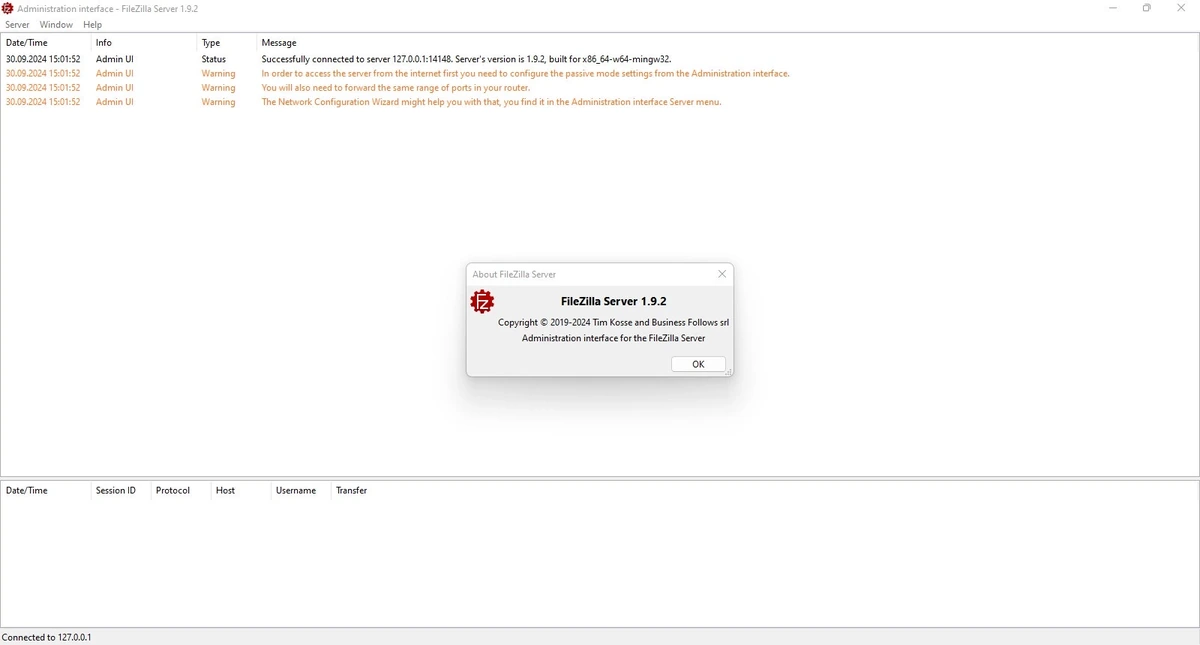 FTP менеджер FileZilla Server 1.9.2.0 — изображение 2