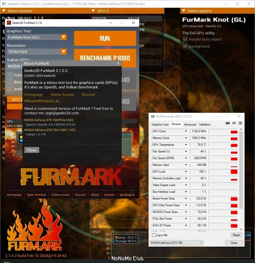 FurMark тестирование видеокарты 2.1.0.2 — изображение 2