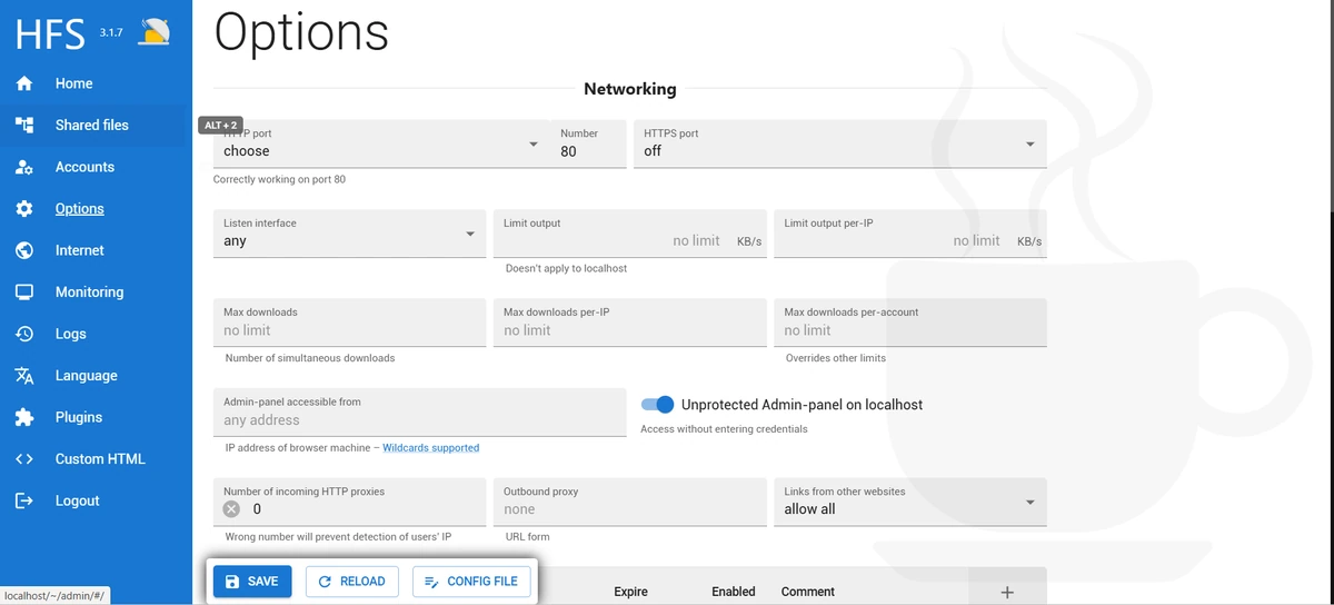 HFS: HTTP File Server 3.1.7 — изображение 2