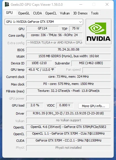 Информация о видеоадаптере GPU Caps Viewer 1.59.0.0 + Portable — изображение 2