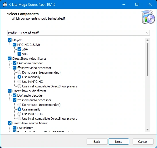 K-Lite Codec Pack 19.1.5 Mega/Full/Standard/Basic — изображение 2