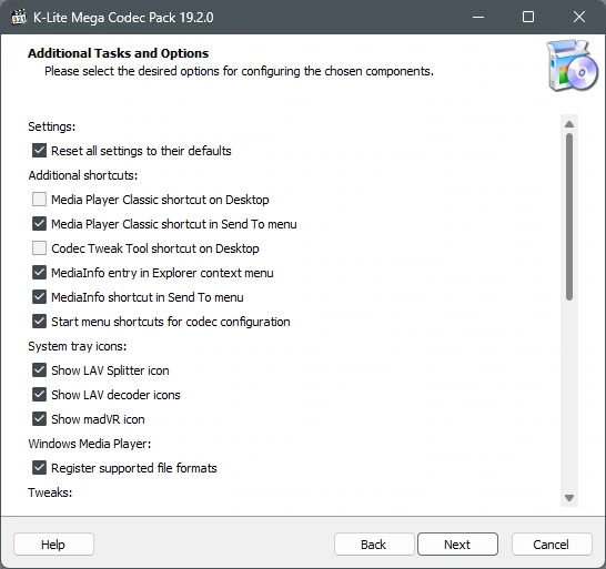 K-Lite Codec Pack 19.2.0 Mega/Full/Standard/Basic — изображение 2