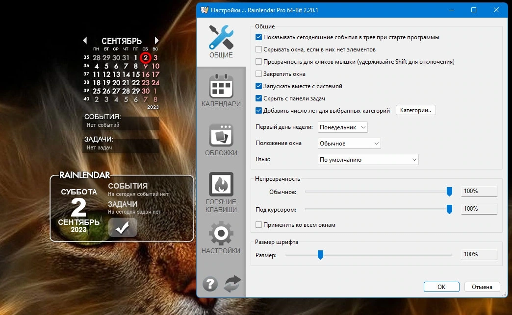 Календарь со списком задач - Rainlendar Pro 2.20.1 Build 176 — изображение 2