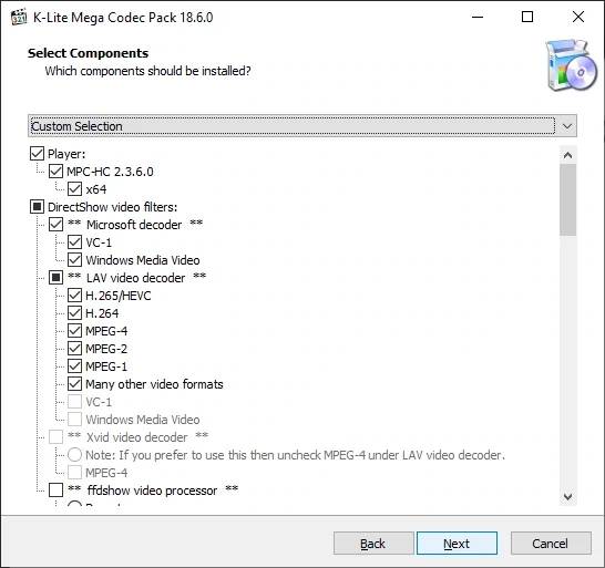 Кодеки для видео и аудио K-Lite Codec Pack 18.6.0 Mega/Full/Standard/Basic — изображение 2