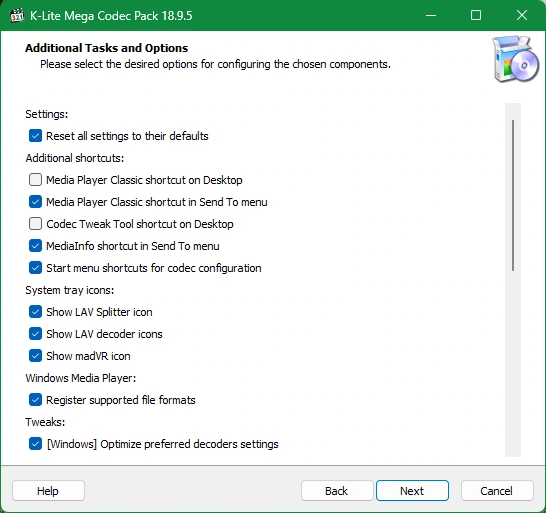 Кодеки для Windows K-Lite Codec Pack 18.9.5 Mega/Full/Standard/Basic — изображение 2