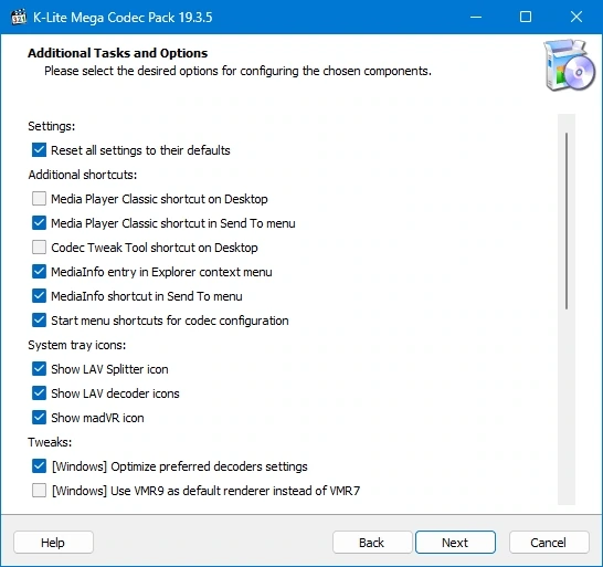 Кодеки для Windows K-Lite Codec Pack 19.3.5 Mega/Full/Standard/Basic — изображение 2