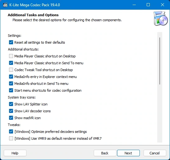 Кодеки для Windows K-Lite Codec Pack 19.4.0 Mega/Full/Standard/Basic — изображение 2