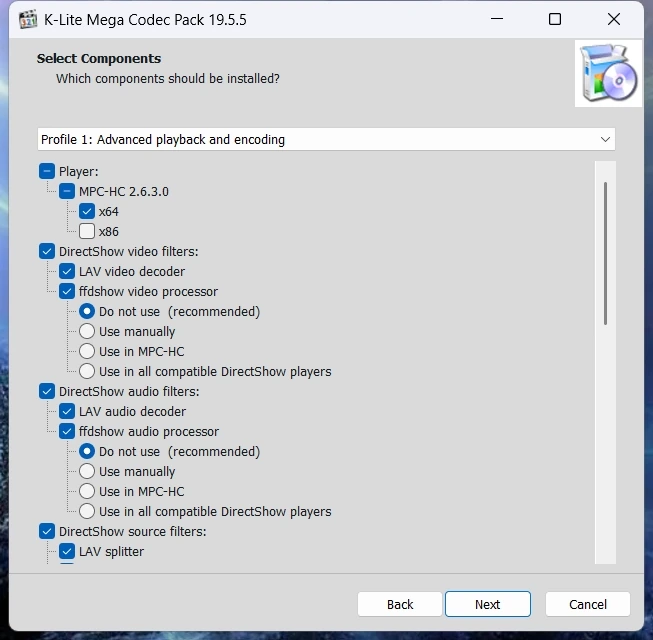 Кодеки для Windows K-Lite Codec Pack 19.5.5 Mega/Full/Standard/Basic — изображение 2