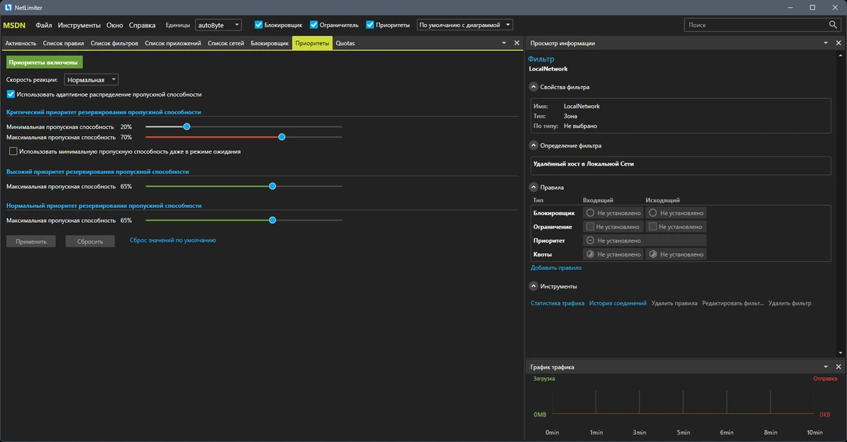 Контроль интернет трафика NetLimiter 5.2.8.0 — изображение 2