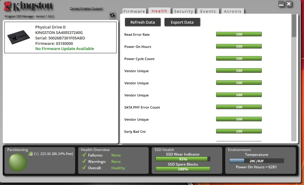Контроль состояния SSD Kingston SSD Manager 1.5.6.3 — изображение 2