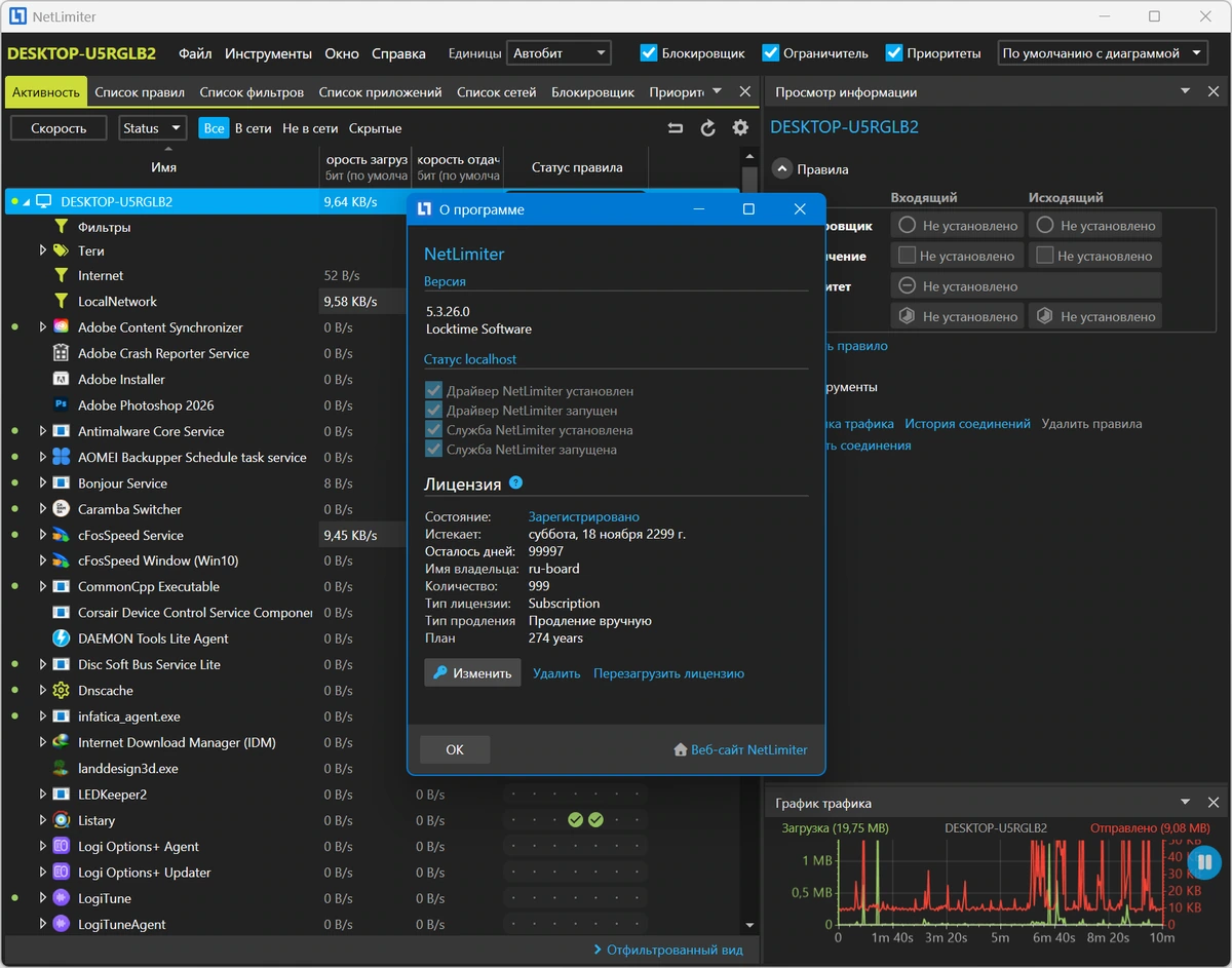 Контроль трафика приложений NetLimiter 5.3.26.0 — изображение 2