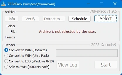 Конвертер архивов 78RePack 1.9.5 New (WimLib 1.14.4) Portable by conty9 — изображение 2