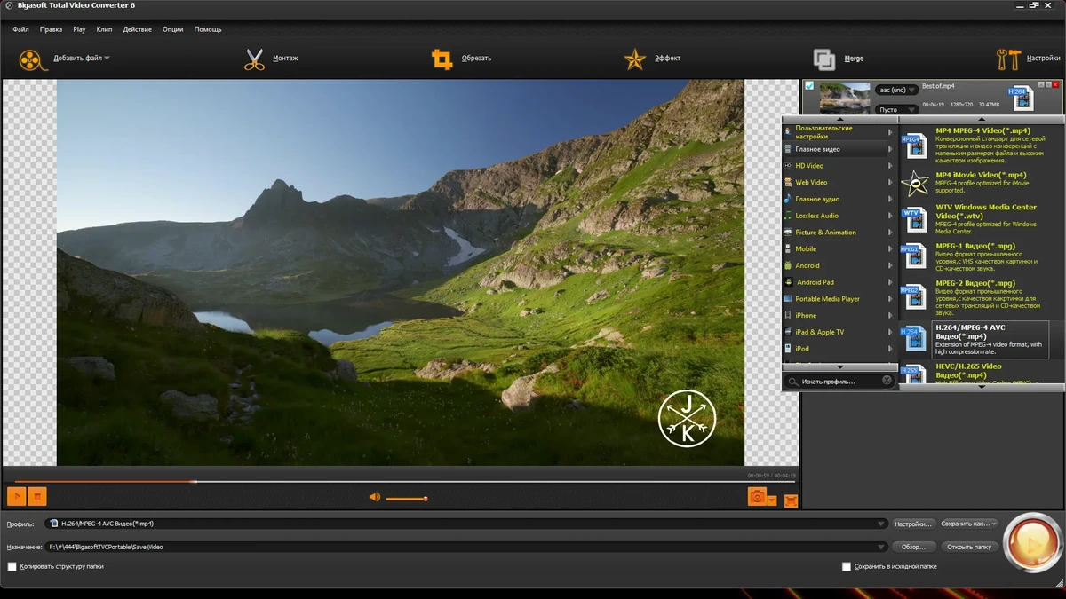 Конвертер видеофайлов - Bigasoft Total Video Converter 6.5.0.8427 RePack (& Portable) by TryRooM — изображение 2