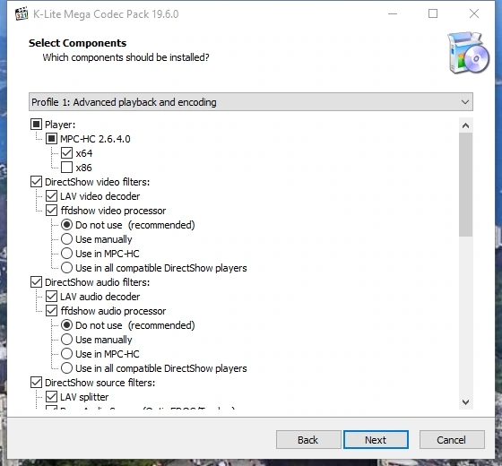 Медиа кодеки K-Lite Codec Pack 19.6.0 Mega/Full/Standard/Basic — изображение 2