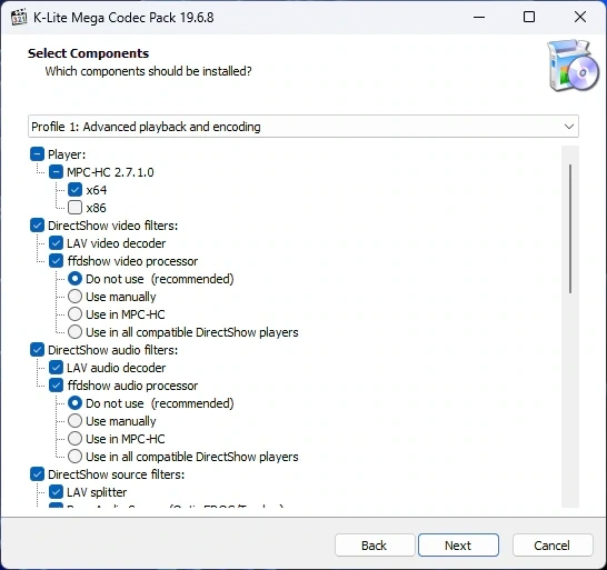 Медиакодеки для Windows K-Lite Codec Pack 19.6.8 Mega / Full / Standard / Basic — изображение 2