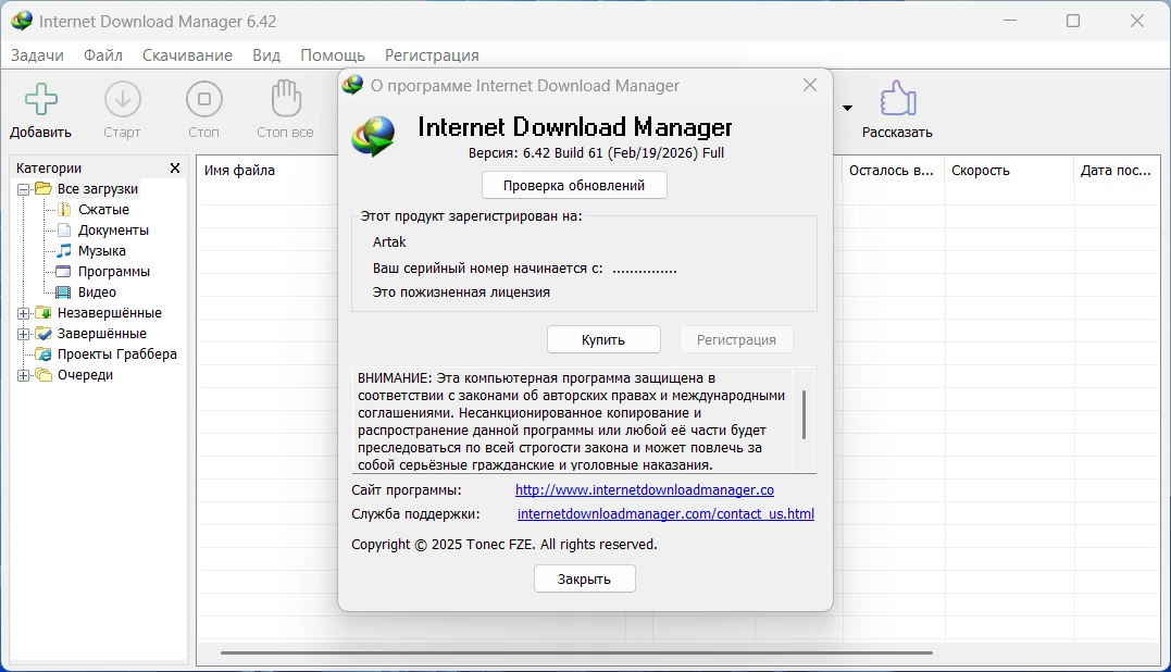 Многопоточная загрузка файлов Internet Download Manager 6.42 Build 61 — изображение 2