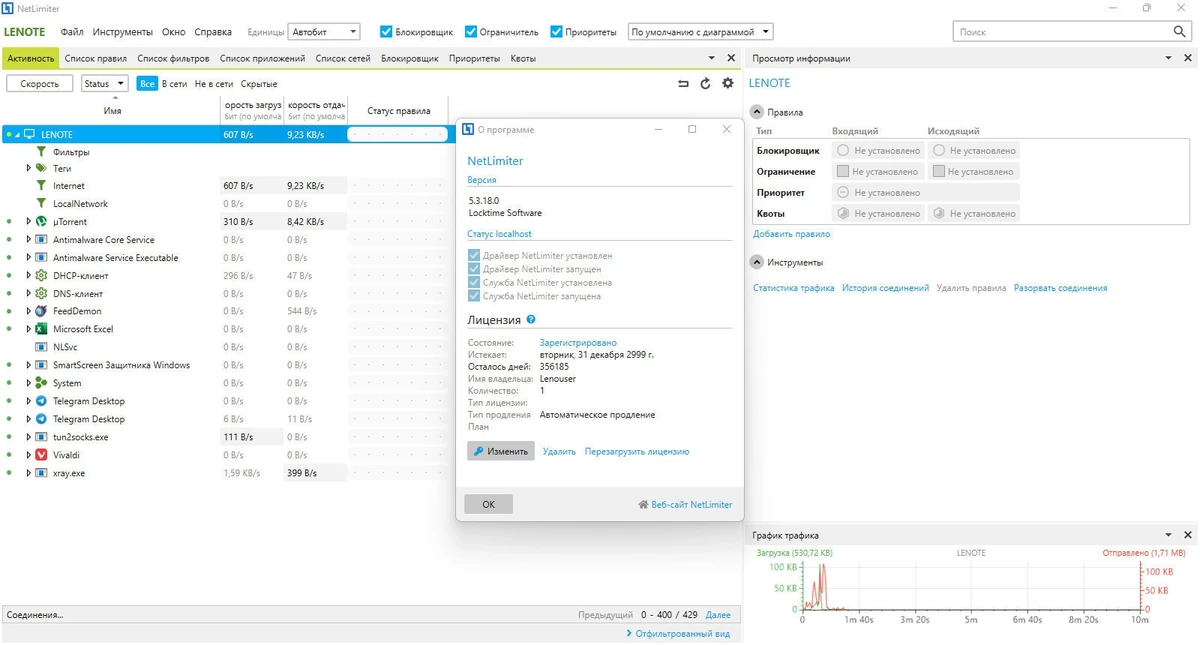Мониторинг интернет трафика NetLimiter 5.3.18.0 — изображение 2