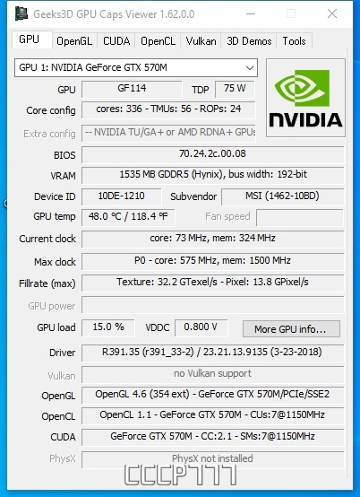 Мониторинг параметров графического процессора - GPU Caps Viewer 1.62.0 Portable — изображение 2