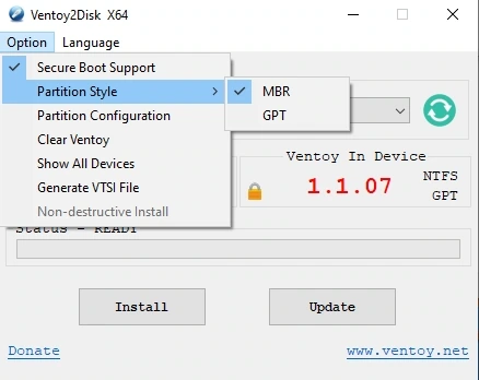Мультизагрузочный носитель Ventoy 1.1.08 — изображение 2