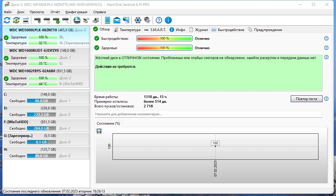 Анализ проблем с жестким диском - Hard Disk Sentinel Pro 6.20 Build 13190 Portable by FC Portables — изображение 2