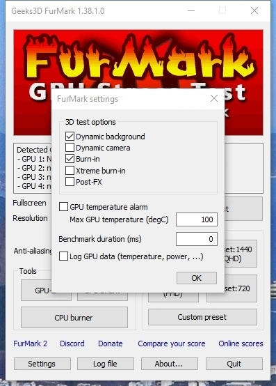 Настройка и тестирование видеокарт - FurMark 1.38.1.0 — изображение 2
