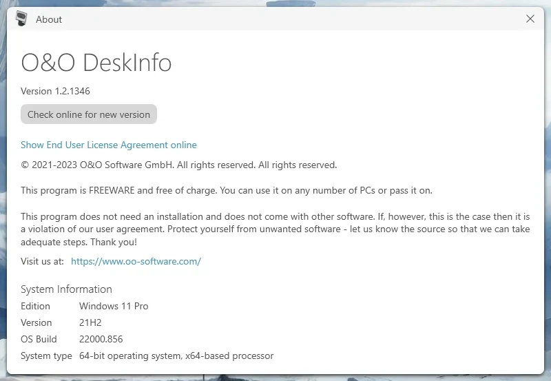 O&O DeskInfo 1.2.1346 Portable — изображение 2