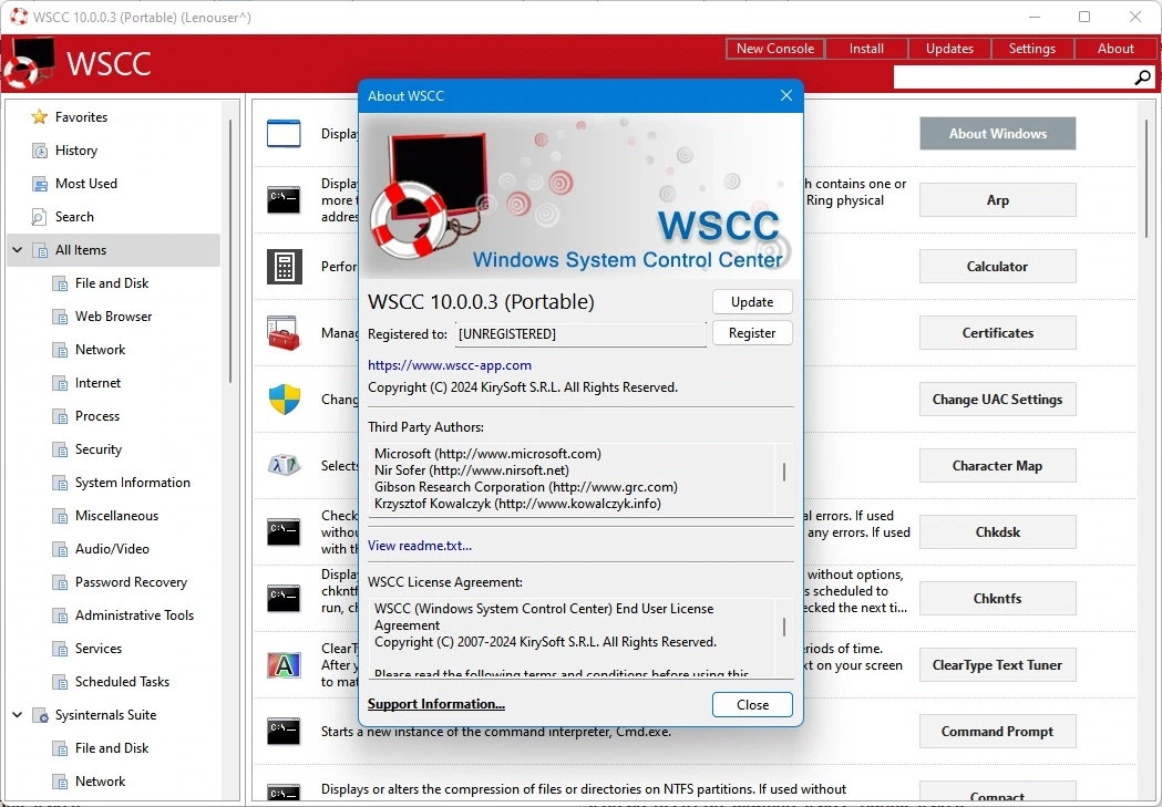 Обслуживание Windows WSCC (Windows System Control Center) 10.0.0.3 + Portable — изображение 2