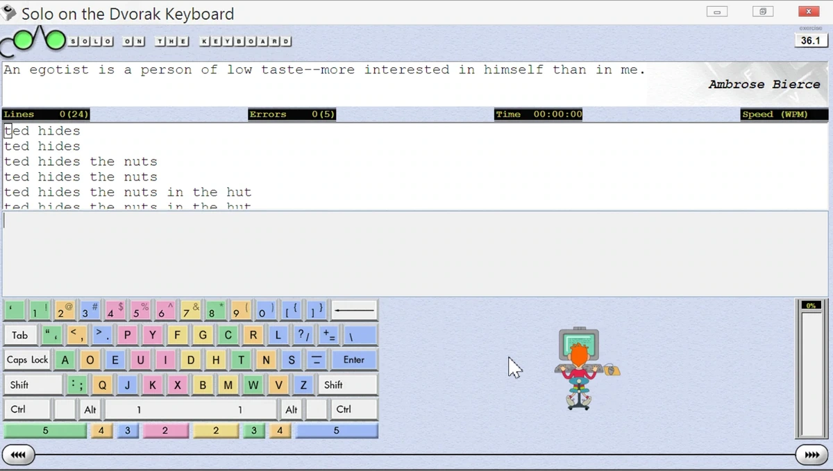 Обучение печати на клавиатуре Solo on Dvorak Keyboard 8.2.1.6 — изображение 2