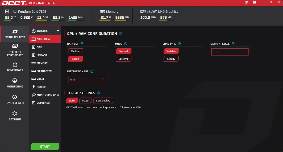 OCCT тестирование компьютера 14.0.6 Portable — изображение 2