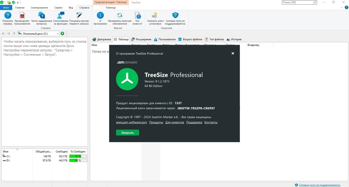 Очистка дискового пространства - TreeSize Professional 9.1.2.1873 (x64) — изображение 2