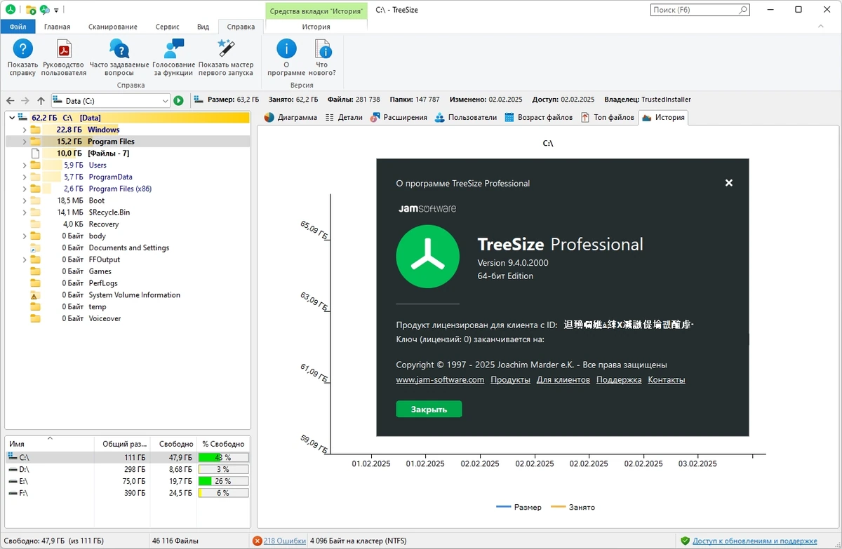 Очистка дискового пространства TreeSize Professional 9.4.0.2000 (x64) by elchupacabra — изображение 2