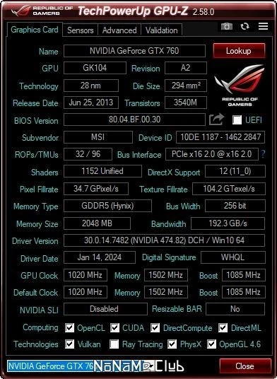 Определение параметров видеокарты - GPU-Z 2.58.0 + ASUS_ROG Portable [En] — изображение 2