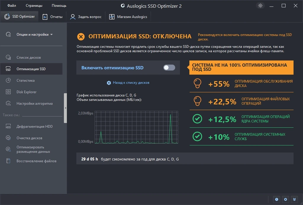 Оптимизация SSD диска Auslogics SSD Optimizer Pro 2.0.0.2 by TryRooM — изображение 2