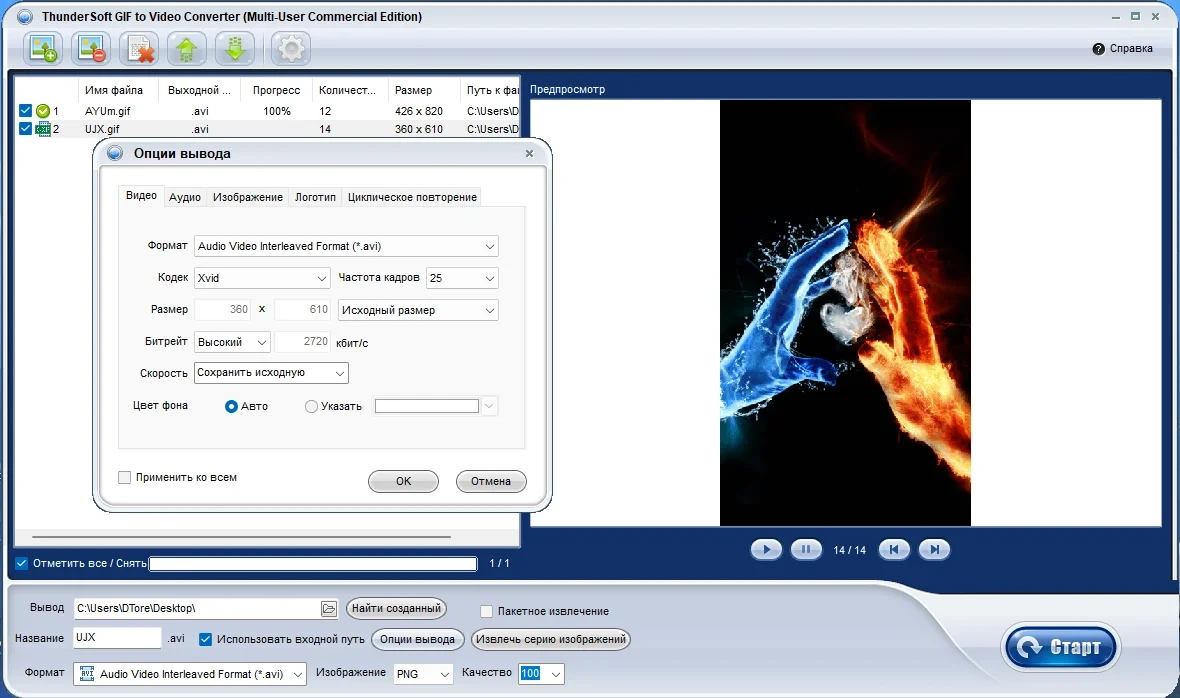 Пакетное конвертирование файлов gif в видео - ThunderSoft GIF to Video Converter 4.5.0 (Repack & Portable) by elchupacabra — изображение 2