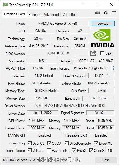 Параметры видеокарты - GPU-Z 2.51.0 + ASUS_ROG Portable — изображение 2