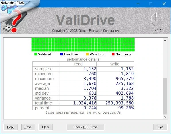 Программа для проверки флешки ValiDrive 1.0.1 Portable — изображение 3