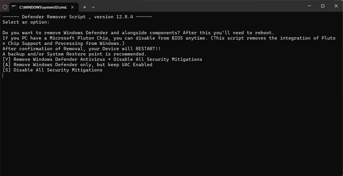 Defender Remover Portable 12.8.4 — изображение 3