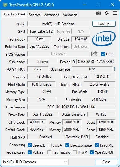 Просмотр характеристик видеокарты GPU-Z 2.62 [En] — изображение 3