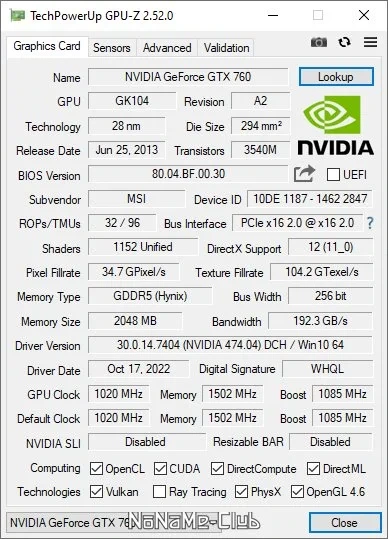 Просмотр характеристик видеокарты - GPU-Z 2.52.0 + ASUS_ROG Portable — изображение 3