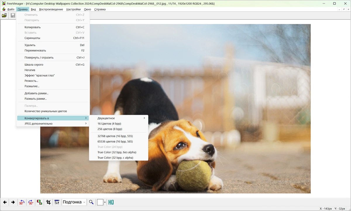 Просмотр и редактирование изображений FreeVimager 9.9.26 + Portable — изображение 3