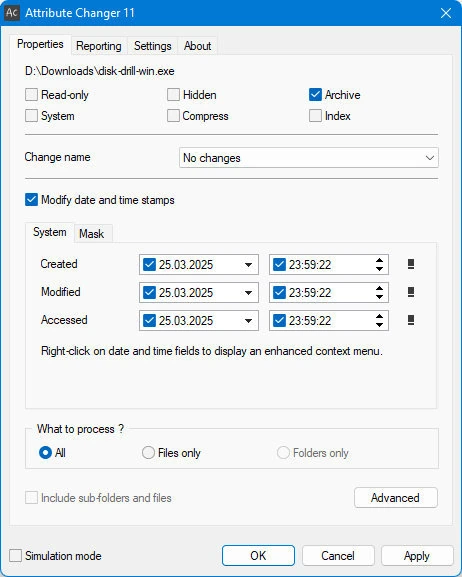Изменение атрибутов папок и файлов Attribute Changer 11.40 + Portable — изображение 3